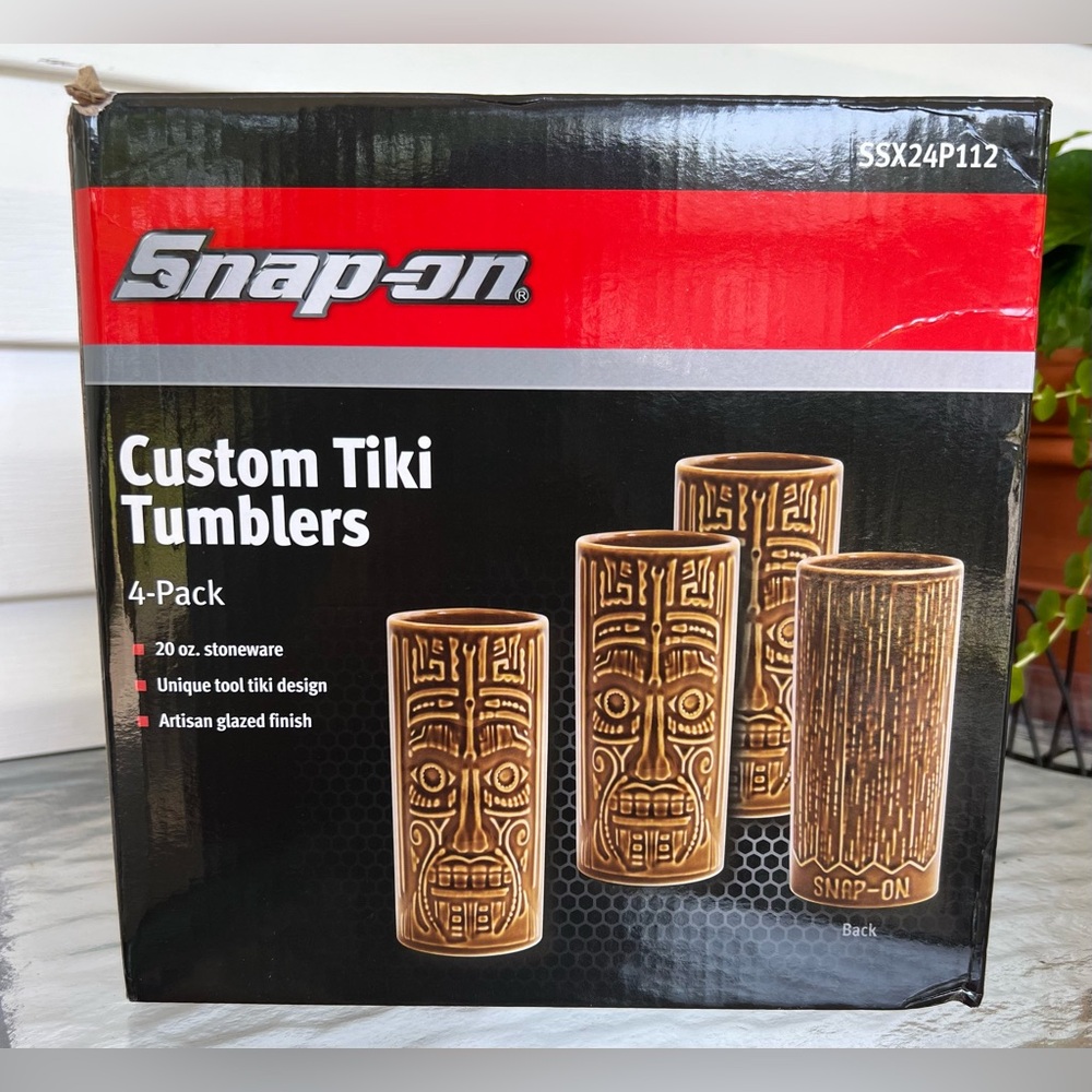 Snap-On Custom Tiki Tumblers Brown 4-Pack 20 oz Stoneware New In Box 2024 Promo